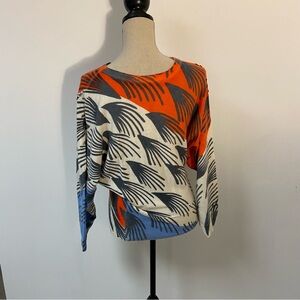 Abstract Patterned Crew Neck Sweater